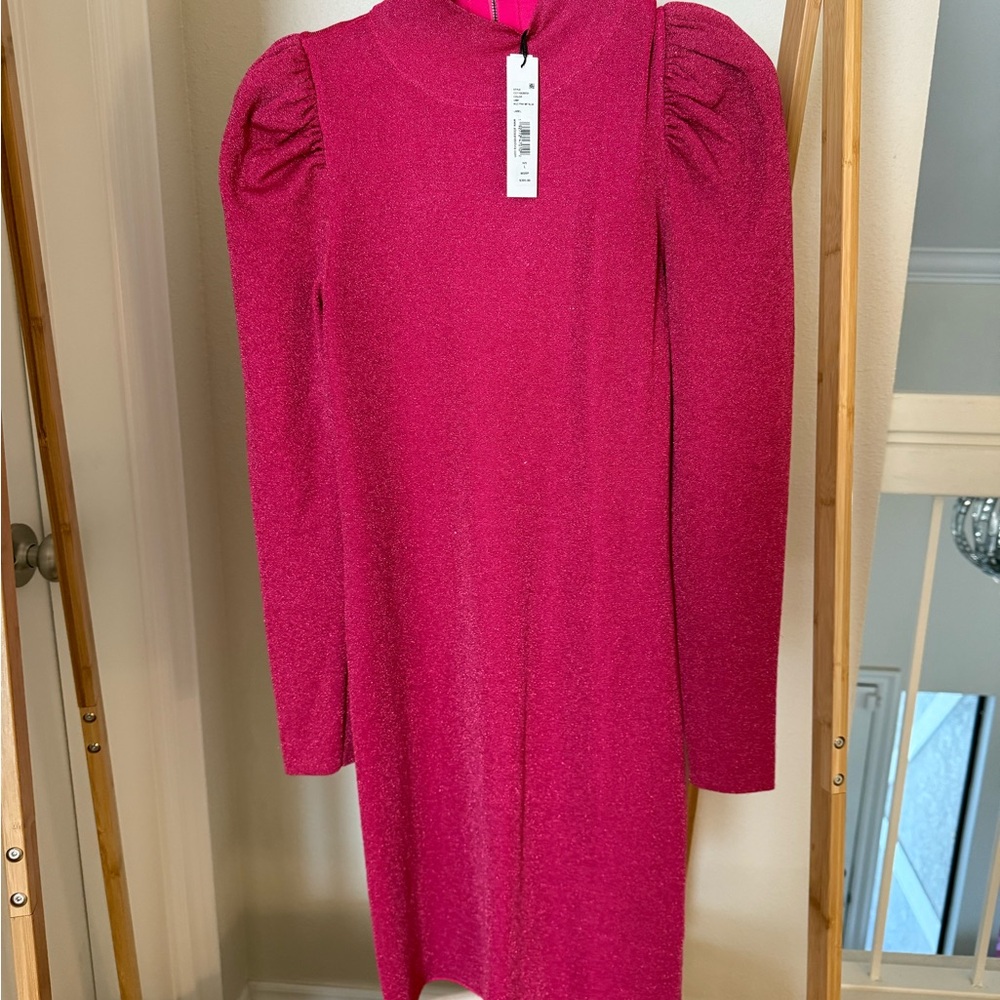 Alice + Olivia Vibrant Pink Long Sleeve Dress